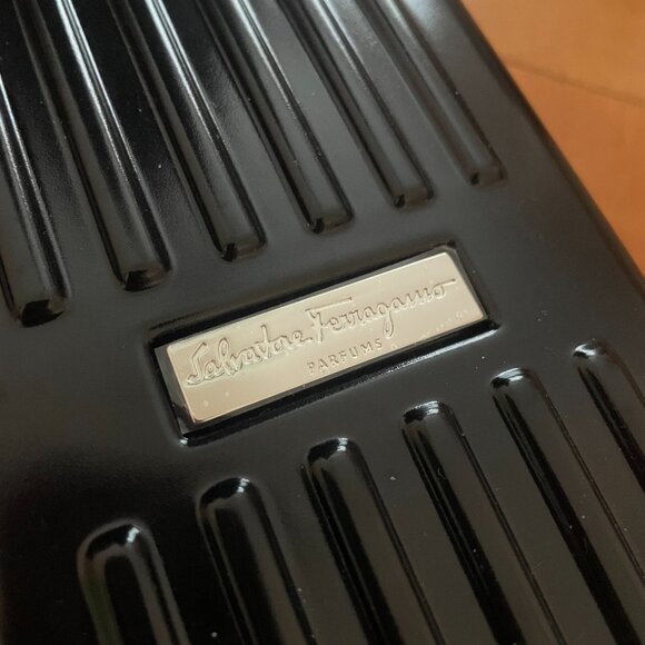 NEW Salvatore Ferragamo Sleek Black Hardcase Travel Case with Amenities - Picture 3 of 7